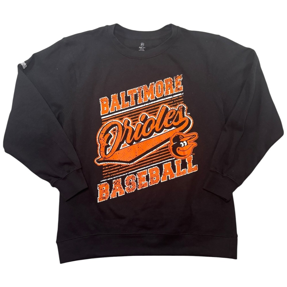 Baltimore‎ Orioles Sweatshirt Mens Medium Black Stitches Baseball MLB Crew Neck